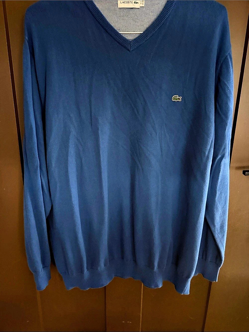 Lacoste Men's Cotton V-Neck Sweater Blue 3XL